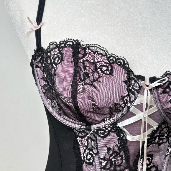 Mesh Lace Bow Corset with Underwire Bra - Picture 3 of 13